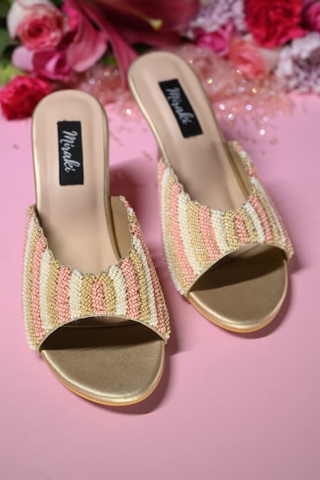 Miraki Pearl Embroidered Kitten Heels 