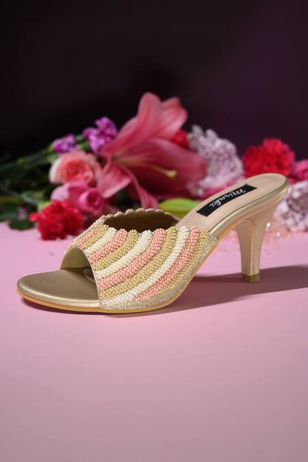 Buy Miraki Multi Color Bead Pearl Embroidered Kitten Heels Online at Aza Fashions Buy_Miraki_Multi Color Bead Pearl Embroidered Kitten Heels _Online_at_Aza_Fashions