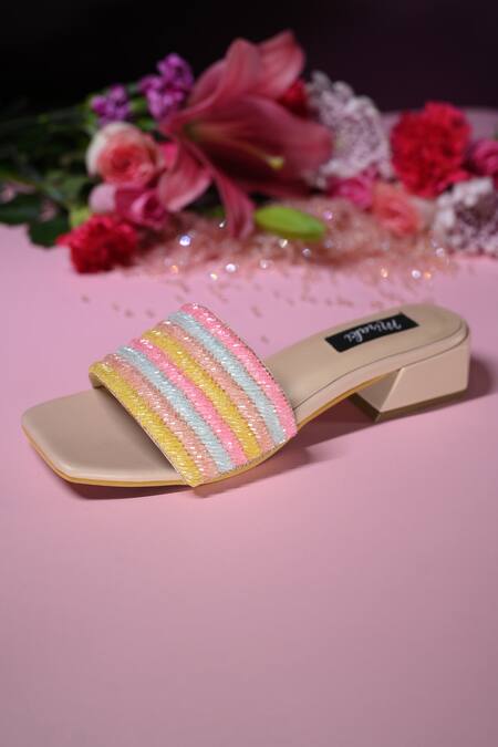 Shop Miraki Multi Color Bead Embellished Flats Online at Aza Fashions Shop_Miraki_Multi Color Bead Embellished Flats _Online_at_Aza_Fashions