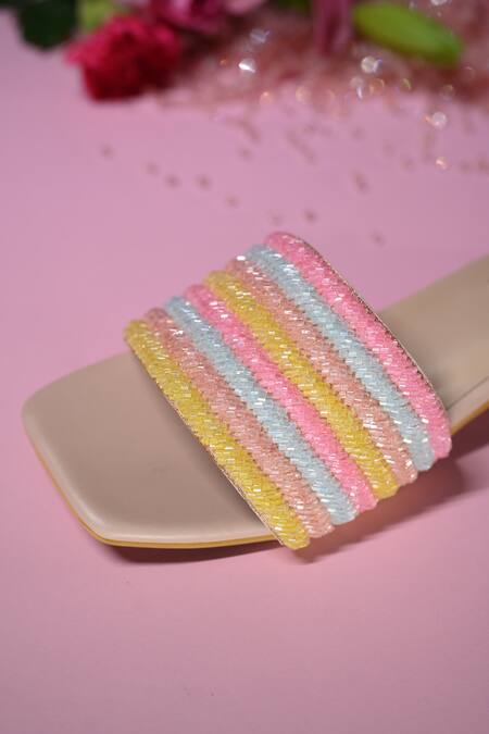 Miraki Multi Color Bead Embellished Flats at Aza Fashions Miraki_Multi Color Bead Embellished Flats _at_Aza_Fashions