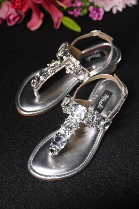 Shop_Miraki_Silver Stones Studded Heels _Online_at_Aza_Fashions