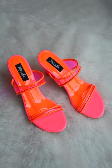 Miraki Colorblock Transparent Strap Heels 