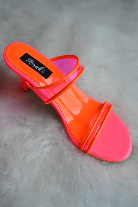 Miraki Pink Colorblock Transparent Strap Heels Online at Aza Fashions Miraki_Pink Colorblock Transparent Strap Heels _Online_at_Aza_Fashions
