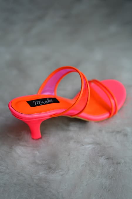 Shop Miraki Pink Colorblock Transparent Strap Heels Online at Aza Fashions Shop_Miraki_Pink Colorblock Transparent Strap Heels _Online_at_Aza_Fashions