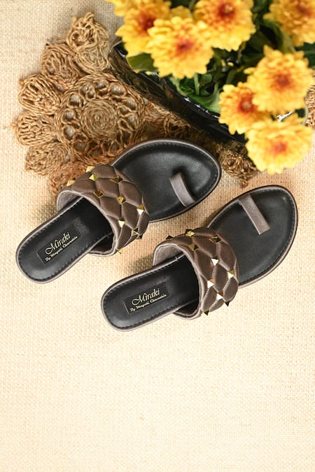 Miraki Quilted Pattern Grey Wedges 