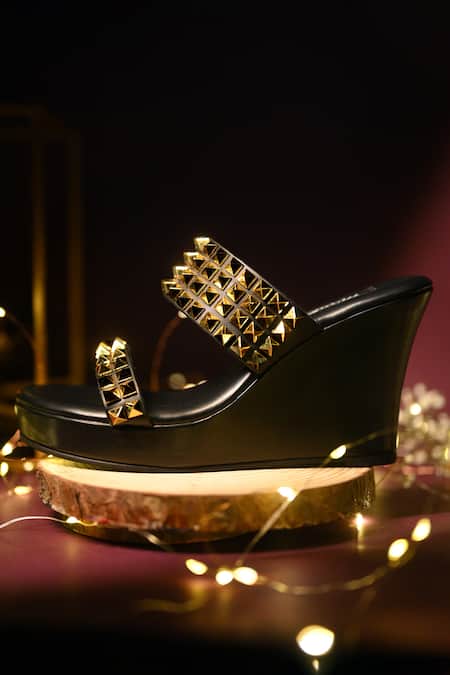 Miraki Metallic Stud Embellished Wedges 