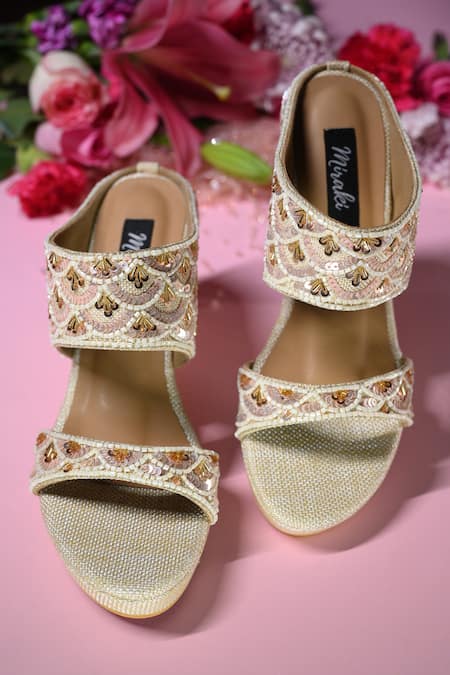 Miraki Sequin & Pearl Embroidered Wedges 