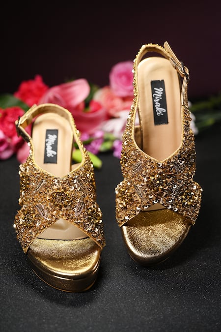 Miraki Sequin Hand Embroidered Wedges 