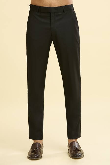 Gargee Designers_Black Embroidery Geometric Thread Bandhgala Set_at_Aza_Fashions