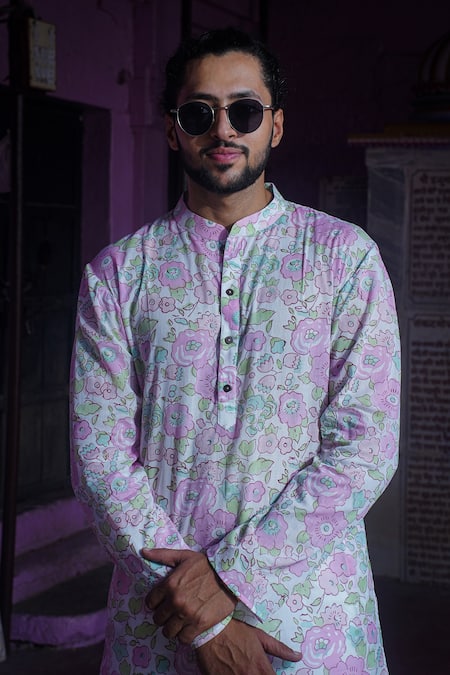 Kalp Pink Cotton Garden Delight Print Kurta With Pant at Aza Fashions Kalp_Pink Cotton Garden Delight Print Kurta With Pant _at_Aza_Fashions