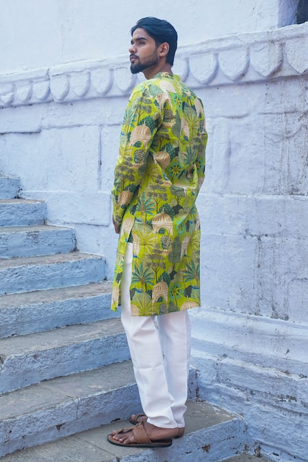 Kalp Peacock Garden Print Kurta With Pant 