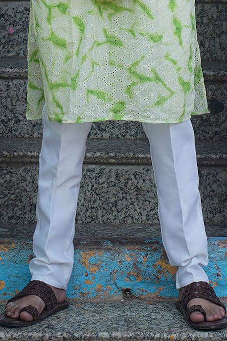 Kalp_Green Cotton Tie Dye Print Kurta With Pant _Online_at_Aza_Fashions