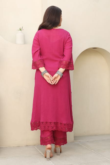 ASRUMO Rosalia Lace Embellished Kurta Pant Set 