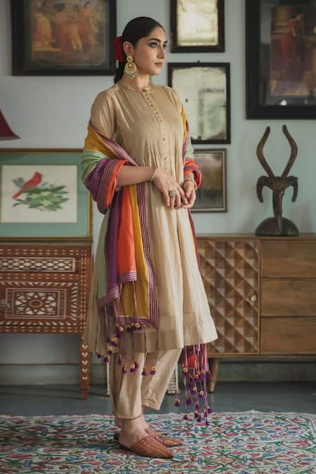 Buy Swatti Kapoor Multi Color Chanderi Tassels Jashan Hand Woven Dupatta Online at Aza Fashions Buy_Swatti Kapoor_Multi Color Chanderi Tassels Jashan Hand Woven Dupatta _Online_at_Aza_Fashions