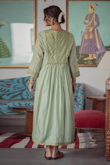 Swatti Kapoor Hand Woven Stripped Ruha Anarkali 