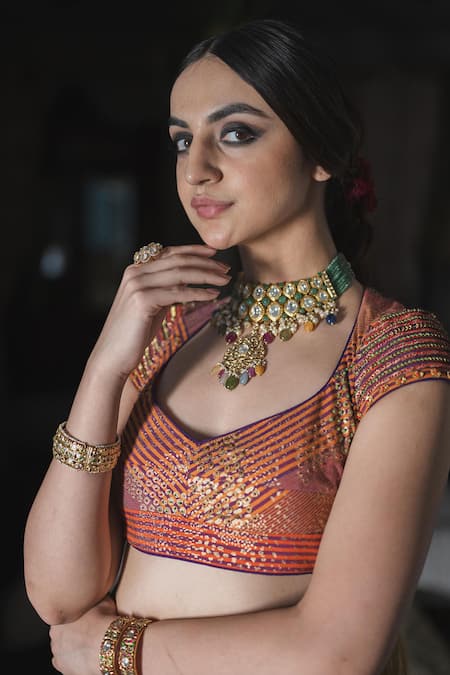 Swatti Kapoor Adil Handwoven Foil Print Blouse 