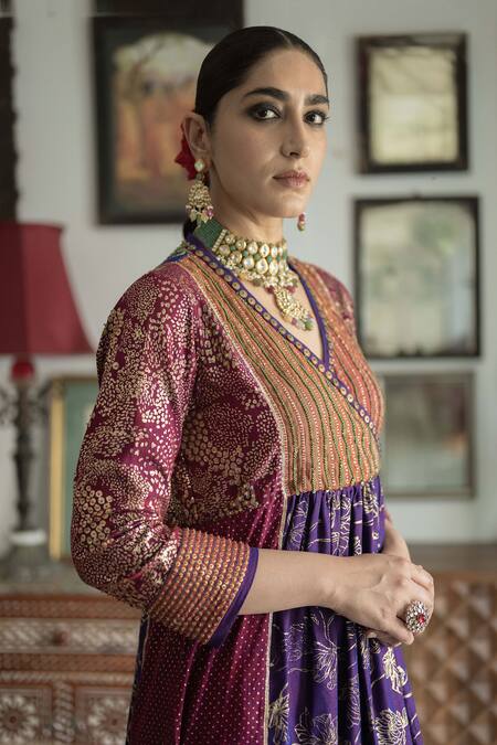 Buy Swatti Kapoor Multi Color Handwoven Yarn Dyed Silk Foil Baani Panelled Embroidered Kurta Buy_Swatti Kapoor_Multi Color Handwoven Yarn Dyed Silk Foil Baani Panelled Embroidered Kurta