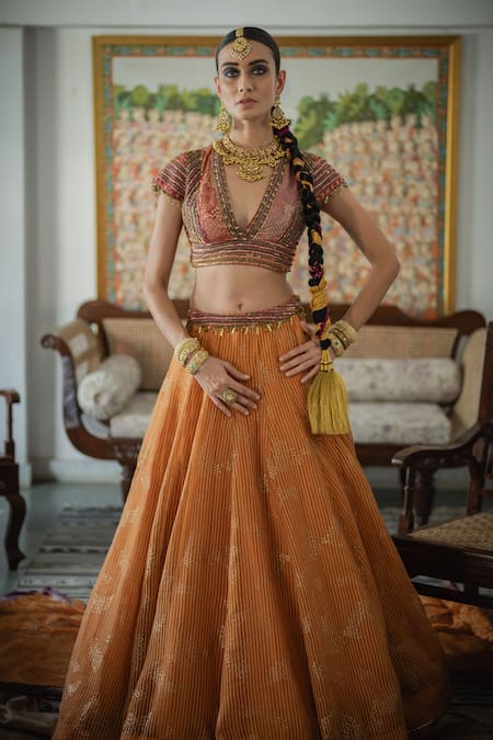 Swatti Kapoor Farid Handwoven Zari Striped Lehenga 