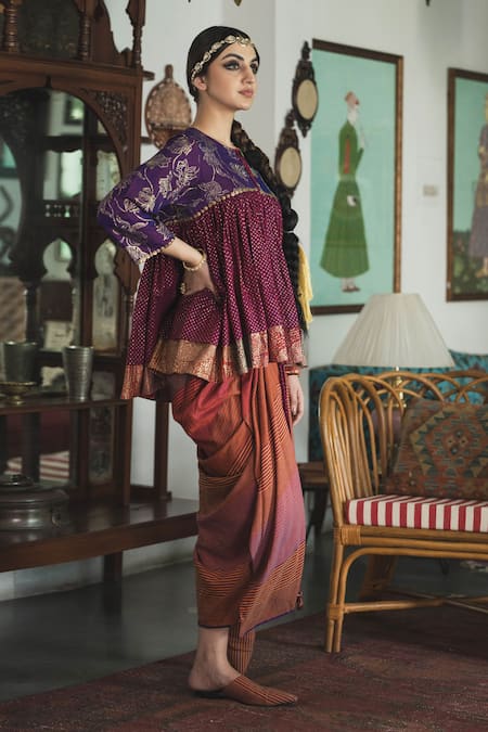 Swatti Kapoor Multi Color , Handloom Beads Round Neck Guleri Handwoven Kedia Top Online at Aza Fashions Swatti Kapoor_Multi Color , Handloom Beads Round Neck Guleri Handwoven Kedia Top _Online_at_Aza_Fashions