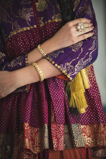 Shop Swatti Kapoor Multi Color , Handloom Beads Round Neck Guleri Handwoven Kedia Top Shop_Swatti Kapoor_Multi Color , Handloom Beads Round Neck Guleri Handwoven Kedia Top