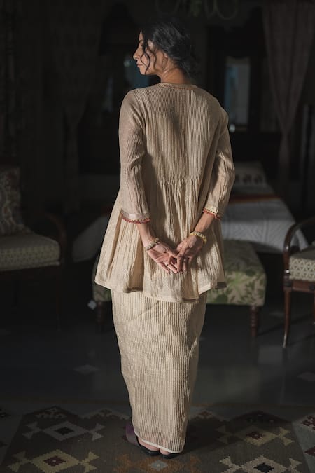 Swatti Kapoor Gurnoor Handblock Foil Print Tunic With Slip 