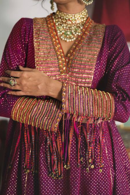 Buy Swatti Kapoor Multi Color Handloom Cotton Beads V-neck Haab Handwoven Foil Print Tunic Buy_Swatti Kapoor_Multi Color Handloom Cotton Beads V-neck Haab Handwoven Foil Print Tunic