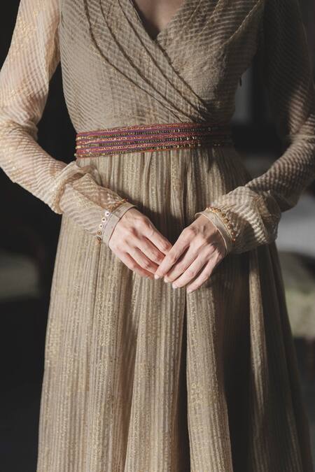 Swatti Kapoor Multi Color Kaya Handwoven Yarn Dyed Silk Striped Belt at Aza Fashions Swatti Kapoor_Multi Color Kaya Handwoven Yarn Dyed Silk Striped Belt _at_Aza_Fashions