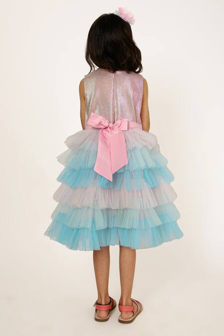 Shop A Little Fable Multi Color Polyester, Cotton Sequins, Glitter Nymph Hand Embroidered Dress at Aza Fashions Shop_A Little Fable_Multi Color Polyester, Cotton Sequins, Glitter Nymph Hand Embroidered Dress_at_Aza_Fashions