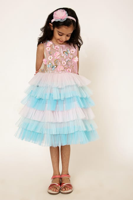 A Little Fable Multi Color Polyester, Cotton Sequins, Glitter Nymph Hand Embroidered Dress Online at Aza Fashions A Little Fable_Multi Color Polyester, Cotton Sequins, Glitter Nymph Hand Embroidered Dress_Online_at_Aza_Fashions