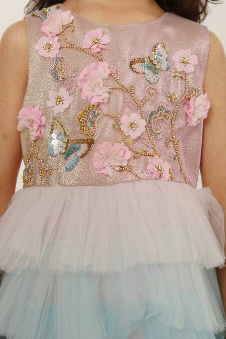 Shop A Little Fable Multi Color Polyester, Cotton Sequins, Glitter Nymph Hand Embroidered Dress Online at Aza Fashions Shop_A Little Fable_Multi Color Polyester, Cotton Sequins, Glitter Nymph Hand Embroidered Dress_Online_at_Aza_Fashions