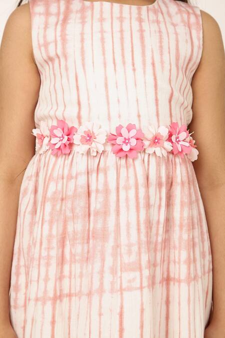 Shop A Little Fable Pink Cotton Fabric Flowers Tori Detailed Dress Online at Aza Fashions Shop_A Little Fable_Pink Cotton Fabric Flowers Tori Detailed Dress _Online_at_Aza_Fashions