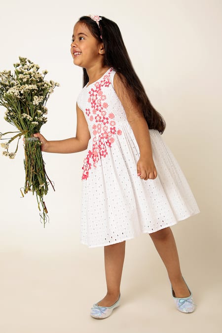 Buy A Little Fable White Cotton Fabric Flowers Primrose Embroidered Dress Online at Aza Fashions Buy_A Little Fable_White Cotton Fabric Flowers Primrose Embroidered Dress _Online_at_Aza_Fashions