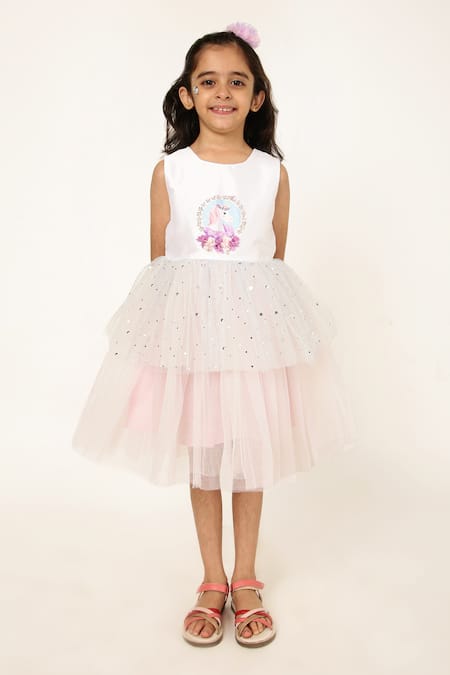 A Little Fable Paradise Unicorn Embellished Dress 