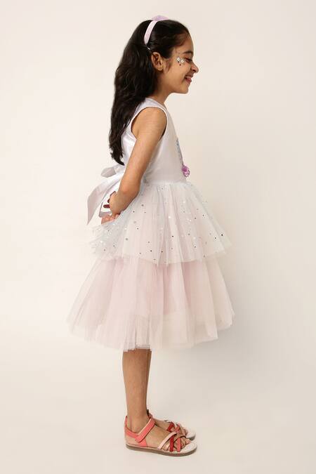 Buy A Little Fable White Polyester, Cotton Sequins Paradise Unicorn Embellished Dress Online at Aza Fashions Buy_A Little Fable_White Polyester, Cotton Sequins Paradise Unicorn Embellished Dress _Online_at_Aza_Fashions