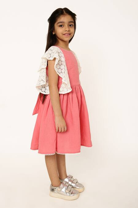 Buy A Little Fable Pink Cotton Lace Jolie Embroidered Sleeves Dress Online at Aza Fashions Buy_A Little Fable_Pink Cotton Lace Jolie Embroidered Sleeves Dress _Online_at_Aza_Fashions