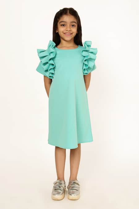 A Little Fable Shoulder Ruffle A Line Wildflower Dress 