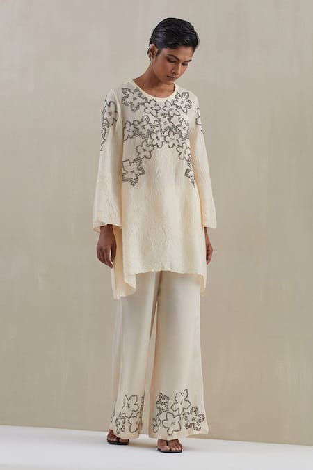 One Not Two Hand Embroidered Kaftan With Pant 