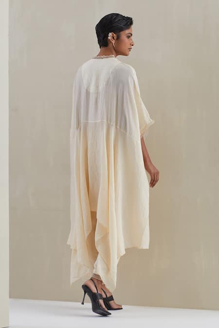 One Not Two Flower Hand Embroidered Kaftan & Pant Set 