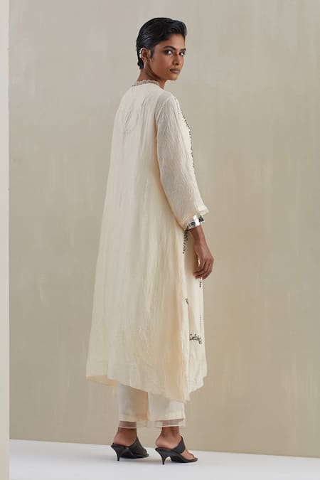 One Not Two Hand Embroidered Asymmetric Kaftan Set 