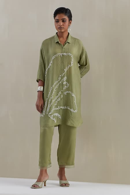 One Not Two Hand Embroidered Shirt Kurta With Pant 