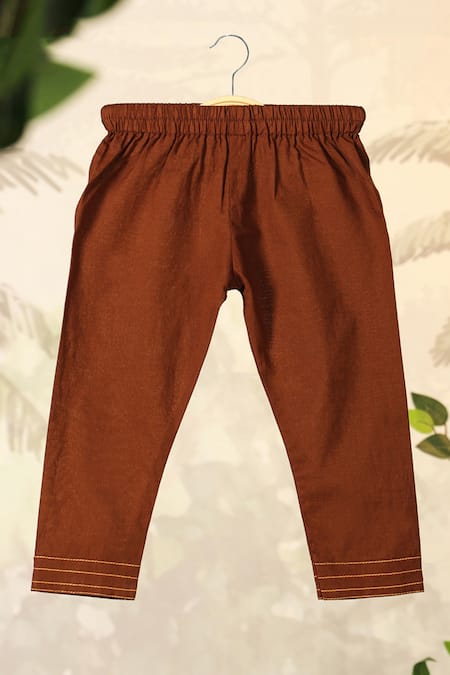 Shop_Cute Couture_Cream Cotton Printed Elephant Asymmetric Kurta And Pant Set 