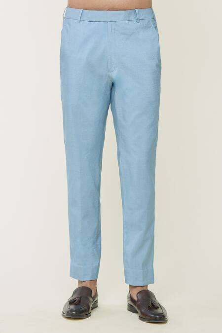 Contrast By Parth_Blue Jacquard Cutdana, Geometric, Ethereal Embroidered Jacket And Kurta Set _Online_at_Aza_Fashions