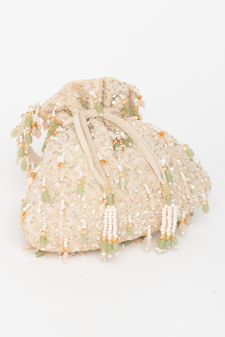 Shop_Eena_Green Crystal Avelia Sitara And Embroidered Potli _Online_at_Aza_Fashions