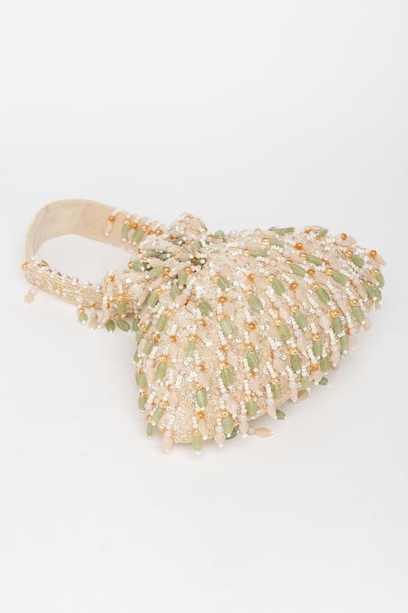 Eena_Green Crystal Avelia Sitara And Embroidered Potli _at_Aza_Fashions