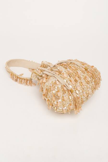 Eena_Gold Crystal Avelia Sitara Embroidered Potli Bag _at_Aza_Fashions