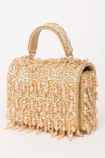 Buy_Eena_Gold Sequin Kamari And Beadwork Clutch Bag_Online_at_Aza_Fashions