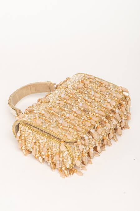 Buy_Eena_Gold Sequin Kamari And Beadwork Clutch Bag