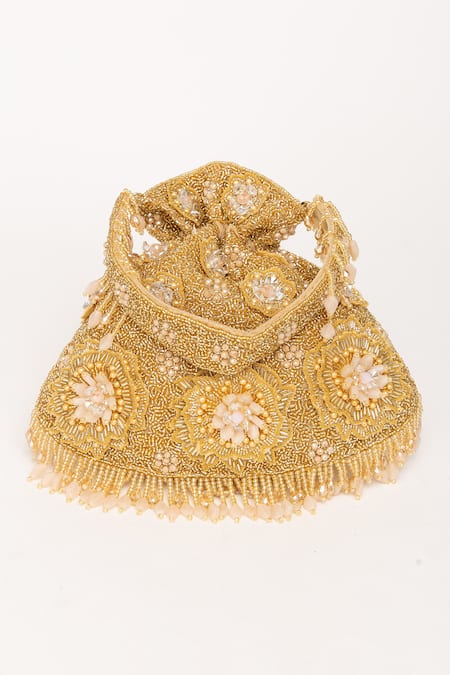 Buy_Eena_Gold Sequin Nitara Embroidered Potli Bag _Online_at_Aza_Fashions