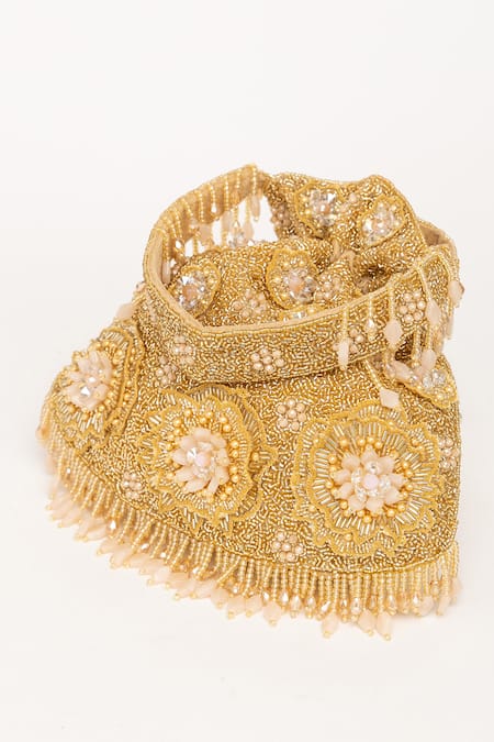 Shop_Eena_Gold Sequin Nitara Embroidered Potli Bag _Online_at_Aza_Fashions