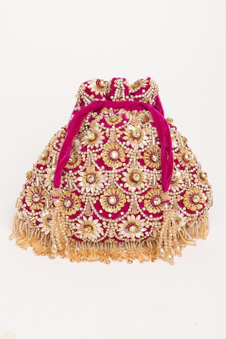 Eena Oishi Floral Motif Work Potli Bag 